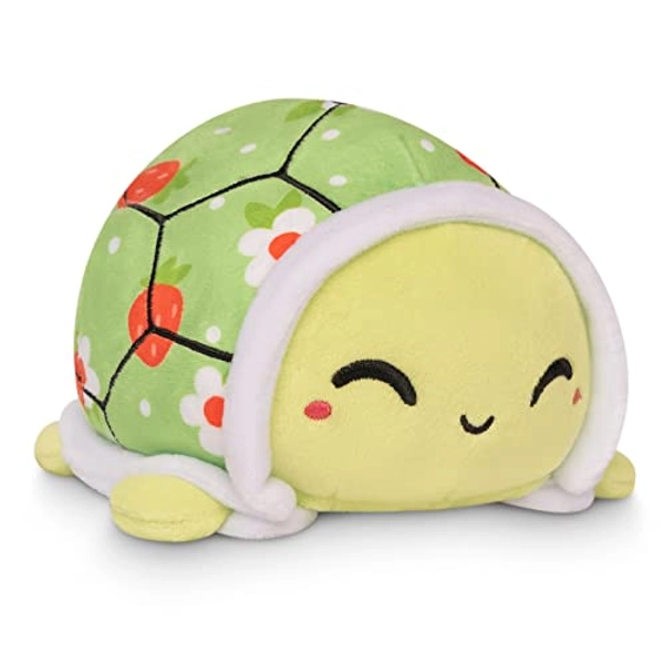 TeeTurtle - The Original Reversible Turtle Plushie - Strawberries + Flowers - Cute Sensory Fidget Stuffed Animals That Show Your Mood - Strawberries + Flowers