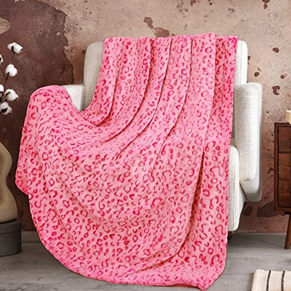 ZHIKU Blanket Pink Throw Soft Fleece Blankets Throw Blanket Lightweight 50"×60" - Leopard Print-1 - Throw Size50" x 60" (130 x 150 cm)