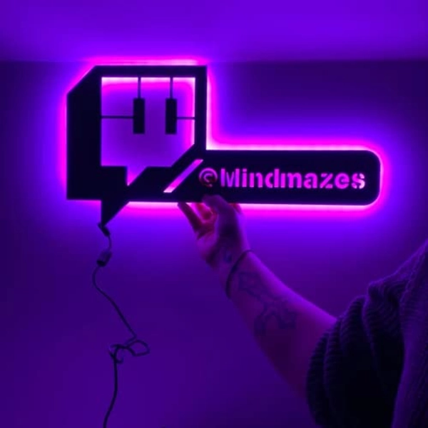 soulglass Custom Twitch Username Neon Sign Gamer Tag Led Neon Sign Personalized Gift for Gamers Twitch Sign Game Room Decor Gaming Wall Decor Light - Twitch