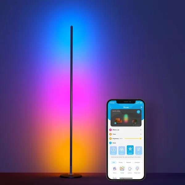 Govee RGBIC Standing Lamp, Smart Floor Lamp Works with Alexa, LED Corner Lamp with Music Sync and 16 Million DIY Colors, Modern Color Changing Floor Lamps for Living Room Bedroom Gaming Room - 
