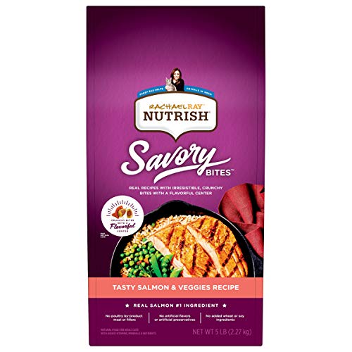 Rachael Ray Nutrish Savory Bites Dry Cat Food, Tasty Salmon & Veggies Recipe, 5 Pound Bag - Tasty Salmon & Veggies - 5 Pound (Pack of 1)