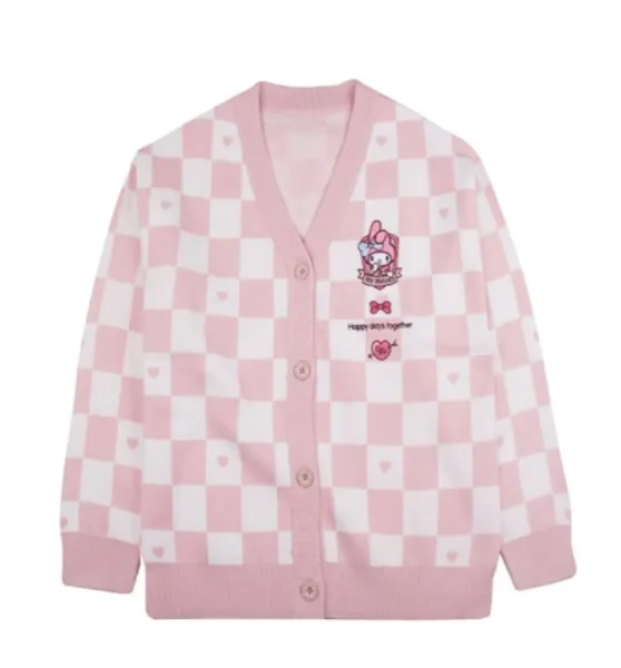 12.74US $ 43% OFF|2021 Kawaii Sanrio Autumn Winter Student Checkerboard Sweater Casual Jacket Women Cute 4 Colors Cinnamoroll Girl Cartoon Sweate - Movies & Tv - AliExpress