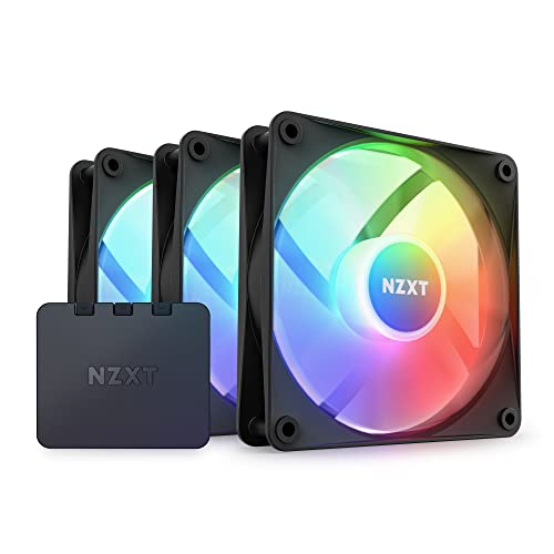 NZXT F120 RGB Core Triple Pack - 3 x 120mm Hub-Mounted RGB Fans with RGB Controller - 8 Individually-Addressable LEDs - Semi-Translucent Blades - High Static Pressure & Airflow - CAM Software - Black
