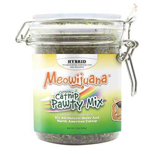 Meowijuana | Catnip Pawty Mix Jar | Premium Organic Catnip | Grown in North America | Irresistible Blend for Feline Entertainment | Perfect for Cat Toys | Fresh Catnip for Extended Playtime - Catnip Pawty Mix