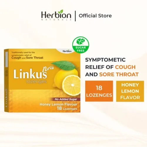 Herbion Linkus Sugar-Free Cough Lozenges Honey Lemon Flavor 18s (No Sugar Added)
