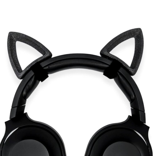 BeamTeam3D Cat Ears for Headphones - Cat Ear Headphone Attachment in Various Colors with Self Fastener - Cat Ears Headphone for Gamers and Streamers and Cosplayers (Set of 2) (Sparkle Black/White) - Sparkle Black/White