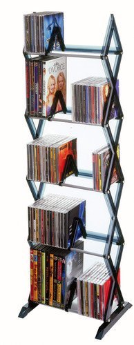 Atlantic Mitsu 5-Tier Portable Media Storage Rack – Protects & Organizes Prized Music, Movie & Video Games Collections, PN 64835195 in Smoke - Media Rack Smoke