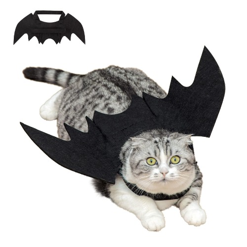 Cat Bat Wings, HKFUON Dog Pet Costume for Halloween Party Decoration, Adjustable Cute Black Bat Wings for Small Puppy Kitten Clothes Outfit Cosplay Halloween Pet Apparel Stuff Dress Up Accessories - 