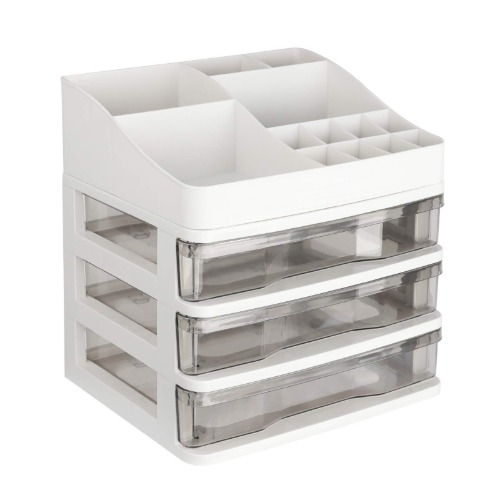 ELUCHANG Cosmetic Makeup Organizer Storage Box with Drawer Bathroom Counter Organizer (3 Drawers,Transparent) - Transparent (3 Drawers)