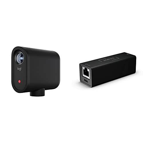 Logitech Mevo Start, Wireless Live Streaming Camera, 1080p HD Video Quality + Logitech Mevo Ethernet Power Adapter - 1 Pack - Camera + Power Adapter