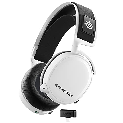 SteelSeries Arctis 7+ Wireless Gaming Headset – Lossless 2.4 GHz – 30 Hour Battery Life – USB-C – 7.1 Surround – For PC, PS5, PS4, Mac, Android and Switch – White - White - Arctis 7+