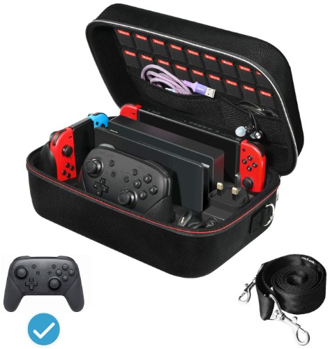 iVoler Tasche Kompatibel mit Nintendo Switch / Nintendo Switch OLED, Deluxe Harte Tragetasche Schutz Portable Switch Schutzhülle Hülle Schutztasche für Switch Konsolle, und Andere Zubehör - Schwarz
