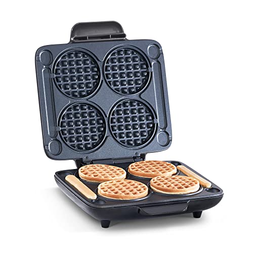 DASH Multi Mini Waffle Maker - Four 4” Waffle Molds, Nonstick Waffle Iron with Quick Heat-Up, Nonstick Surface - Perfect Mini Waffle Maker for Kids and Families, Just Add Batter - Graphite - Mini Waffle Maker