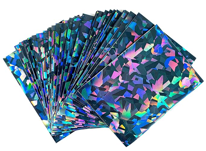 Premium Preferred Protection 100 Black Holographic Card Sleeves Perfect Fit Shiny Trading Card Standard Size Pokemon Sleeves | Fits Metazoo, Magic The Gathering, Dragon Ball Super - Holographic Perfect Fit Sleeves - Black