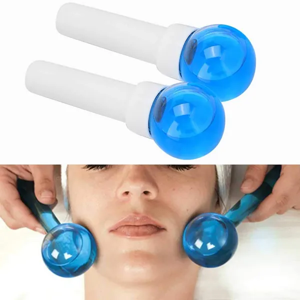 2pcs Rotatable Face Beauty Crystal Ball, Face Eye Massage Ball for Cold Facial Massage, Ice Globes Massager for Lifting and Tighten the Facial Skin - 