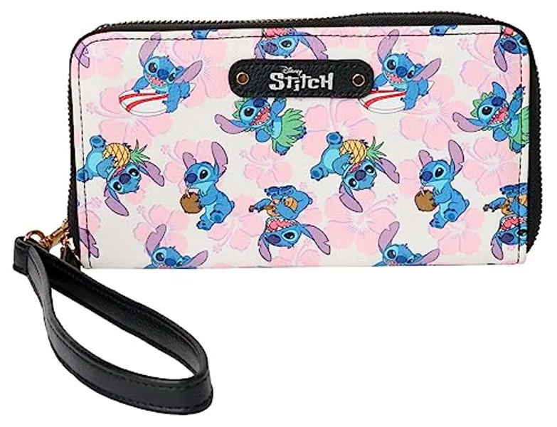 Disney Wallet Wristlet Zip Clutch Faux Leather (Stitch Multicolor)