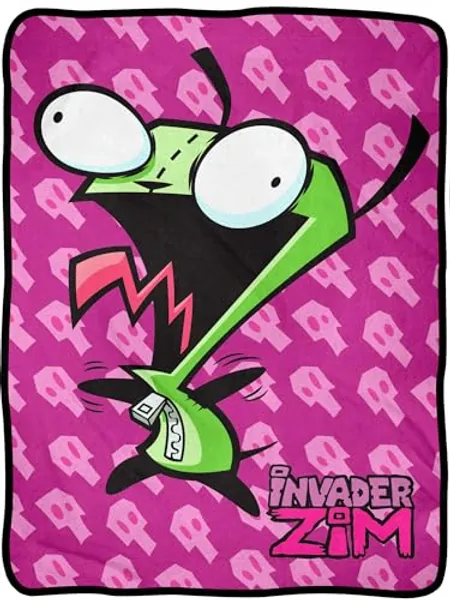 Invader Zim Throw Blanket- Gir Evil Laugh Fuzzy Soft Fleece Throw Blanket for Bed or Couch 46" X 60"