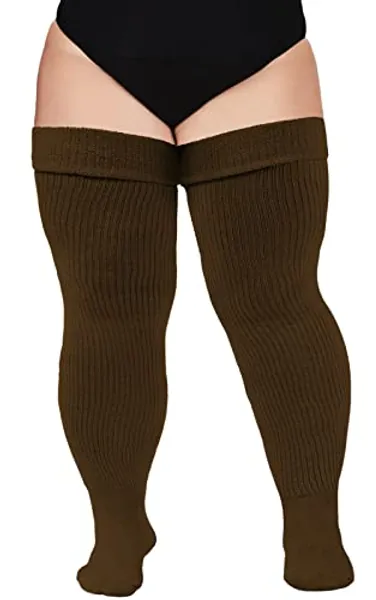 Plus Size Womens Thigh High Socks for Thick Thighs- Extra Long & Thick Over the Knee Stockings- Leg Warmer Boot Socks