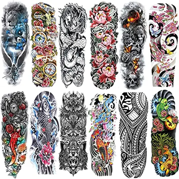 Aresvns Full Arm Temporary Tattoos for Men and Women,Temporary Tattoo Waterproof Sleeve Tattoo Last Long for adults