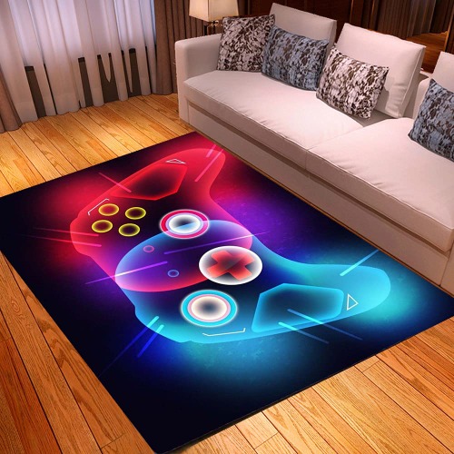 Gamer Carpets for Bedrooms Teenager Boy Girl Kids Anime Gaming Gamer Pattern Bed Rugs Bedroom Living Room Decorations Floor Indoor Area Rugs Washable Non-Slip Rugs Pads (100x120 cm,black color)