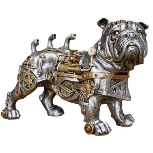 WAITLOVER Mechanical Punk Dog Statue Resin Garden Ornament,Industrial Style Steampunk Resin Ornaments,Creative Sculpture Crafts-Mechanical dog