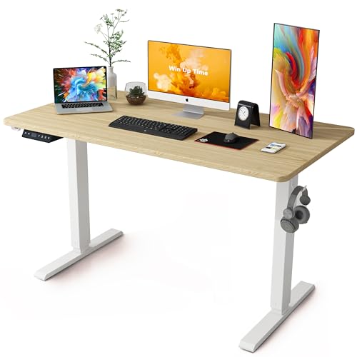 63 x 24 Inches Standing Desk Adjustable Height with Splice Board- Stand Up Desk, Electric Standing Desk, Sit to Stand Desk for Home & Office Computer Desk - 63 Inch - Maple
