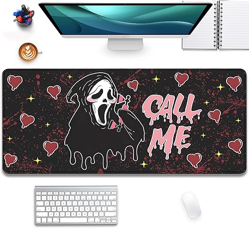 Call Me Mouse Pad Ghostface Desk Mat,Mouse Pad Large,Desk Pad,Mouse Pad for Desk,Desk Mat for Desktop,Keyboard and Mouse Pad,Gaming Mouse Pad Mousepad for Computer Office Home Work(27.5X11.8 in) - Call Me