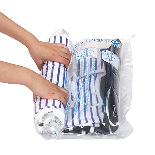 12 Compression Bags for Travel, Travel Essentials Compression Bags, Vacuum Packing Space Saver Bags for Cruise Travel Accessories (12-Travel) - 12-Pack
