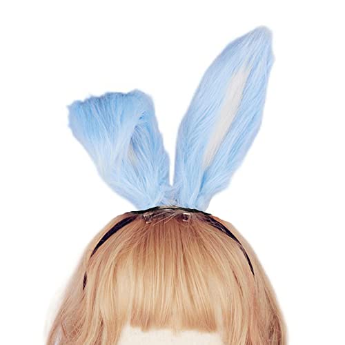 Mxdreoil Rabbit Ears Headband Long Furry Ear Cute Bunny Headband Simulation Ears - Blue
