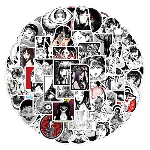 120pcs Junji Ito Stickers Cool Anime Manga Stickers for Laptops,Waterproof Vinyl Decals Horror Thriller Stickers for Adults Water Bottles Luggage Skateboard Phone Journal Scrapbook - Anime