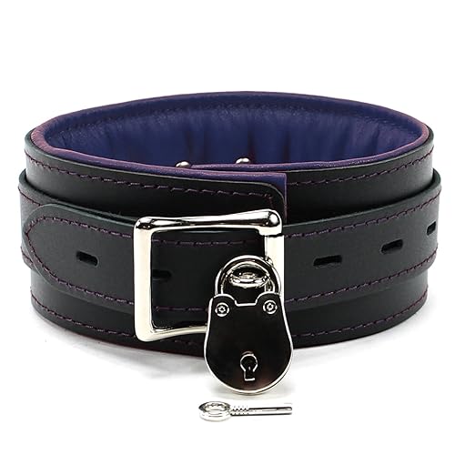 Macon Collar Supreme Lambskin Leather Ultra Soft Padded Choker - Purple - Small