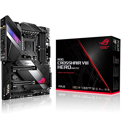 ASUS ROG X570 Crosshair VIII Hero (Wi-Fi) ATX Motherboard with PCIe 4.0, on-Board WiFi 6 (802.11Ax), 2.5 Gbps LAN, USB 3.2, SATA, M.2, Node and Aura Sync RGB Lighting - X570