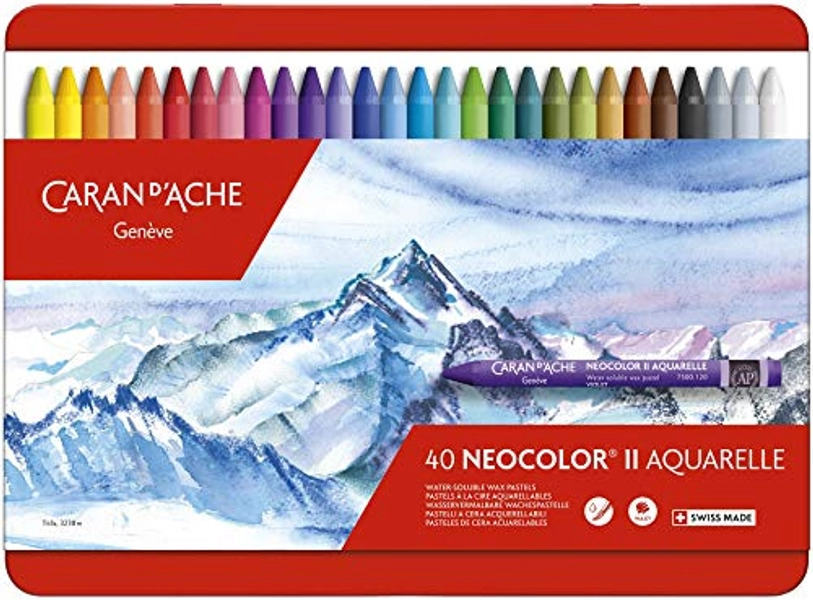 Creative Art Materials "Caran D'Ache NeoColor II" Water Soluble Wax Pastel Set, Multi-Colour, Pack of 40