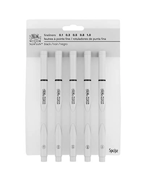 Winsor & Newton Assorted Fineliner, Black, Pack of 5