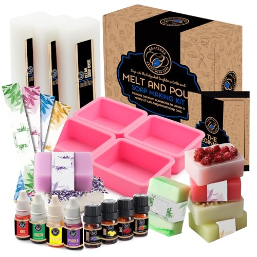 Craftzee Soap Making Kit - DIY Kits for Adults and Kids - Soap Making Supplies Includes Glycerin Soap Base, Fragrance Oils, Silicone Molds & More Melt and Pour Soap Kit