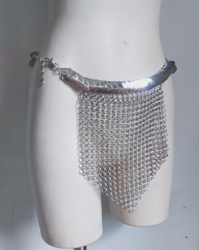 Scalemail Trim Chainmail Bottoms | 32" Hip / Mirror Silver