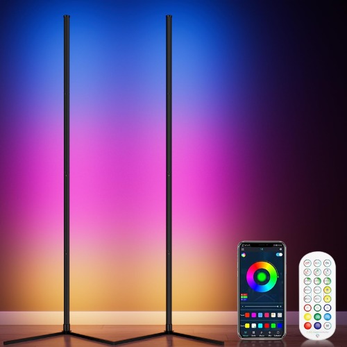 RGB Corner Floor Lamp, 2 Pack