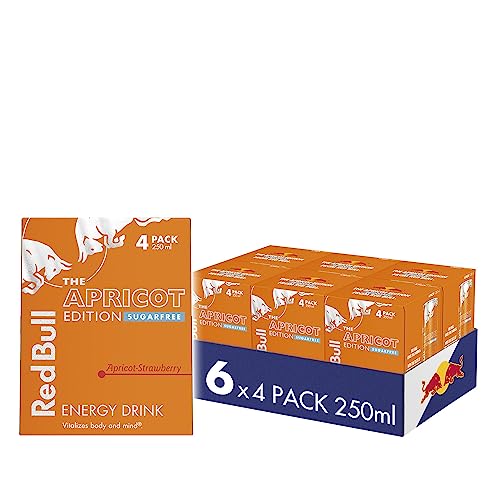 Red Bull Energy Drink Sugar Free Apricot and Strawberry Edition 250 ml x24 - Apricot-Strawberry - 250 ml (Pack of 24)