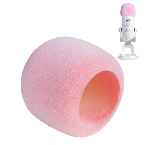 PhantAccy Pop Filter/Windscreen for Blue Yeti and Yeti Pro Microphones, Foam Mic Cover for Filtering Plosives and Hissing Noise - Foam-Pink