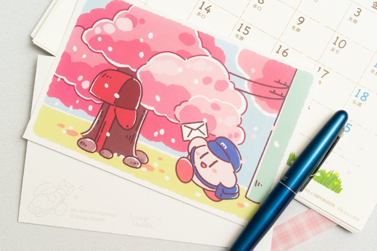 Postie Poyo Mailman Postcards/Mini Prints - Spring