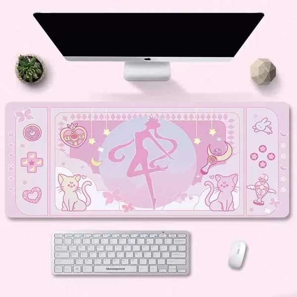 Usagi Tsukino Desk Mat Pastel Pink Large Desk Mat Kawaii Magical Girls Decor