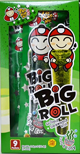 Tao Kae Noi Big Roll Grilled Seaweed Roll 9 Packets Per Box, (32.4 g) - 3 Boxes (Classic Flavour) - Tom Yum Goong Flavour