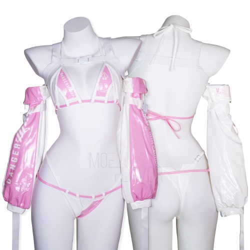 DANGER Cyber Cat Bikini with Sleeves - Pink / S/M