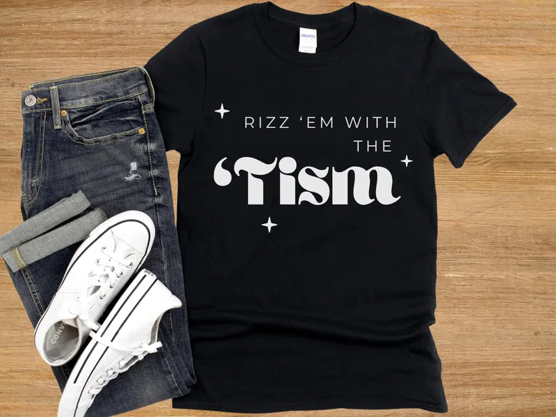 Rizz Em With The Tism Shirt, Funny Unisex Softstyle T-Shirt, Autism Autistic Gift Pride Charisma Silly Rizz Neurodivergent Tee Style razzle