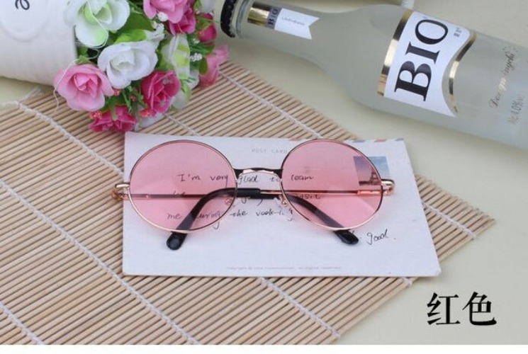 Candy Colored Circle Glasses - Red