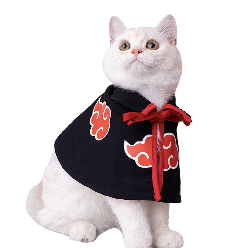 Cat Cloak Anime Ninja Costume，Halloween Pet Clothes,Pet Cloak Cosplay Party for Small Dogs Cats Clothing (Black, Medium) - Black Medium