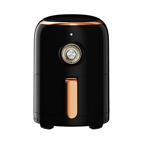 Aria Premium 2 Qt. Retro Style Ceramic Air Fryer, Black/Stainless Trim - Black