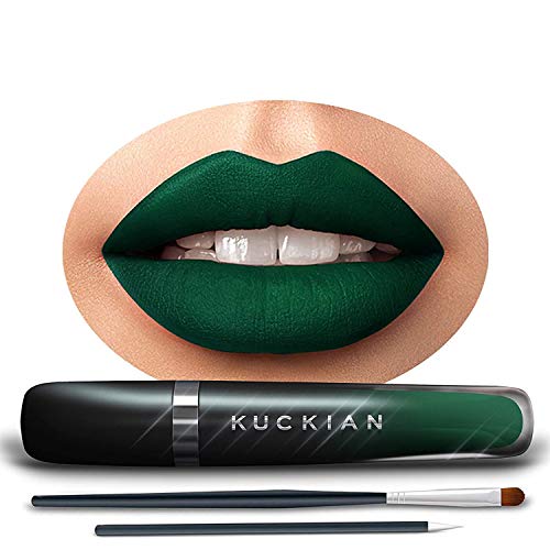 Dark Green Lipstick - FORBIDDEN FOREST, by Kuckian - Halloween Matte Green Lipstick - Long Lasting 12-Hour Vegan & Cruelty Free - FORBIDDEN FOREST