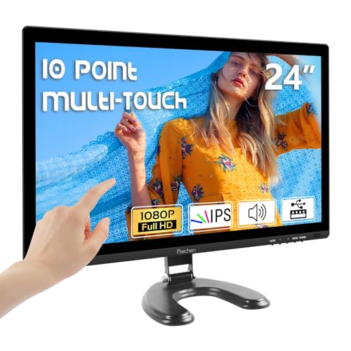 Prechen 24 Inch Touchscreen Monitor, IPS FHD 1080P Touch PC Display with HDMI & VGA & USB, 75Hz, VESA, Built-in Speakers, Computer Touch Screen for Gaming & Business