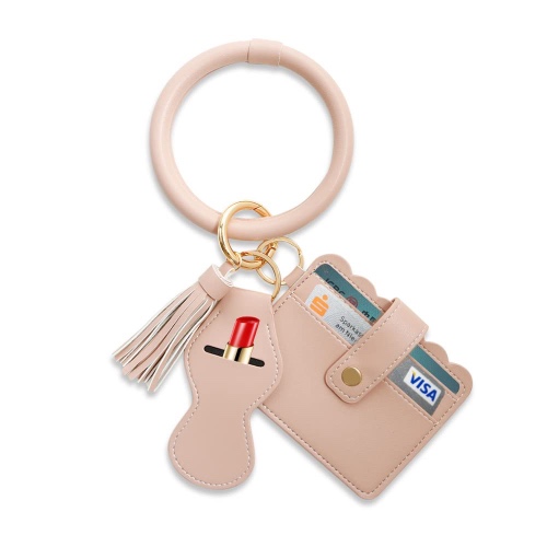 Wristlet Keychain-Cute keyrings for women-Tassel-Cardholder-Chapstick Holder-Leather Key Chain Accessories-Bracelet Car Key Ring-Gift Idea for her